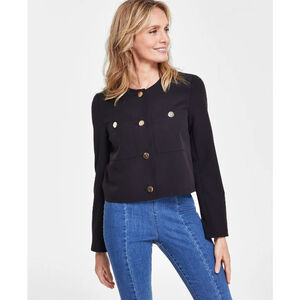 INC International Concepts Medium Black Gold Button Cropped Jacket NWT